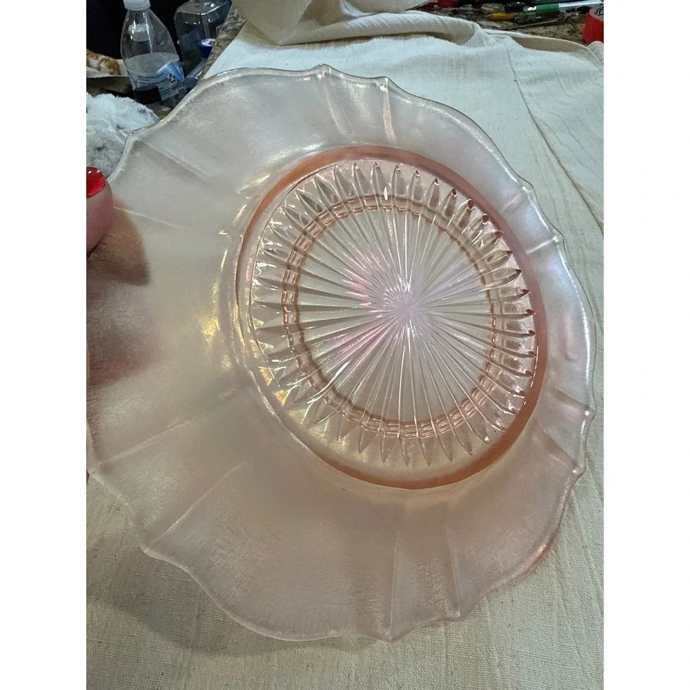 Jeanette Glass Iris and Herringbone Marigold Carnival Glass Plate Iridescent 9
